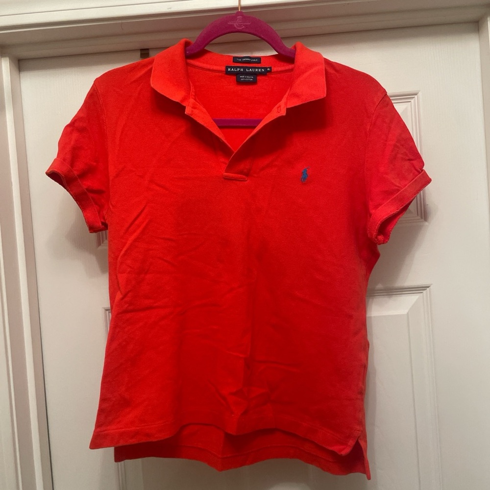 Ralph Lauren Short Sleeve Polo Tee in Bright Red with Blue Pony